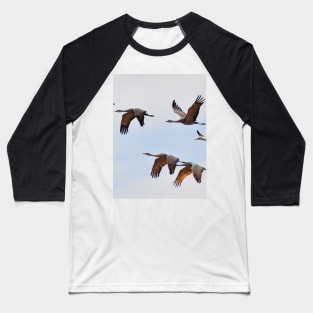 Sandhill Cranes Migration Nebraska Birdwatching Baseball T-Shirt